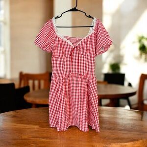 Cider Red and White Checkered Dress